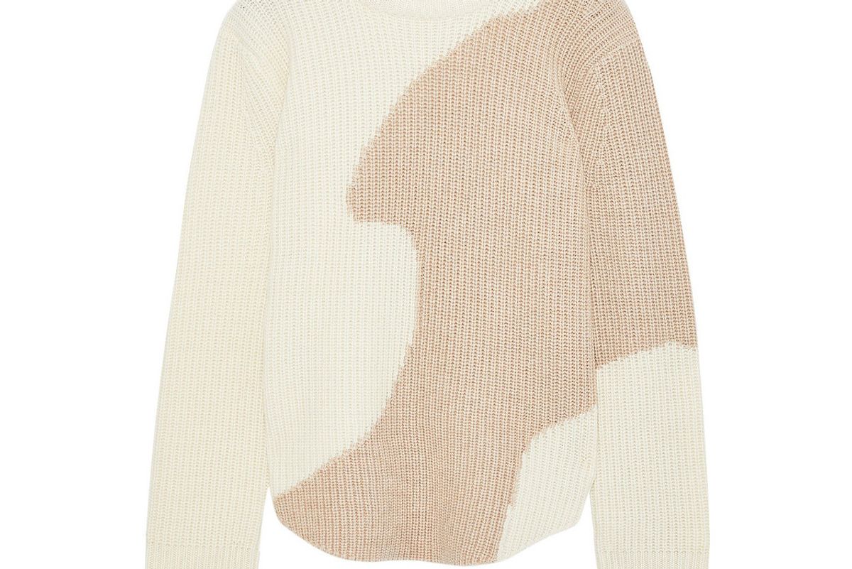 derek lam two tone ribbed cashmere sweater