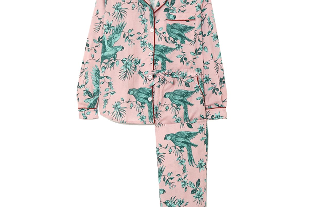 desmond and dempsey bromely parrot printed organic cotton voile pajama set