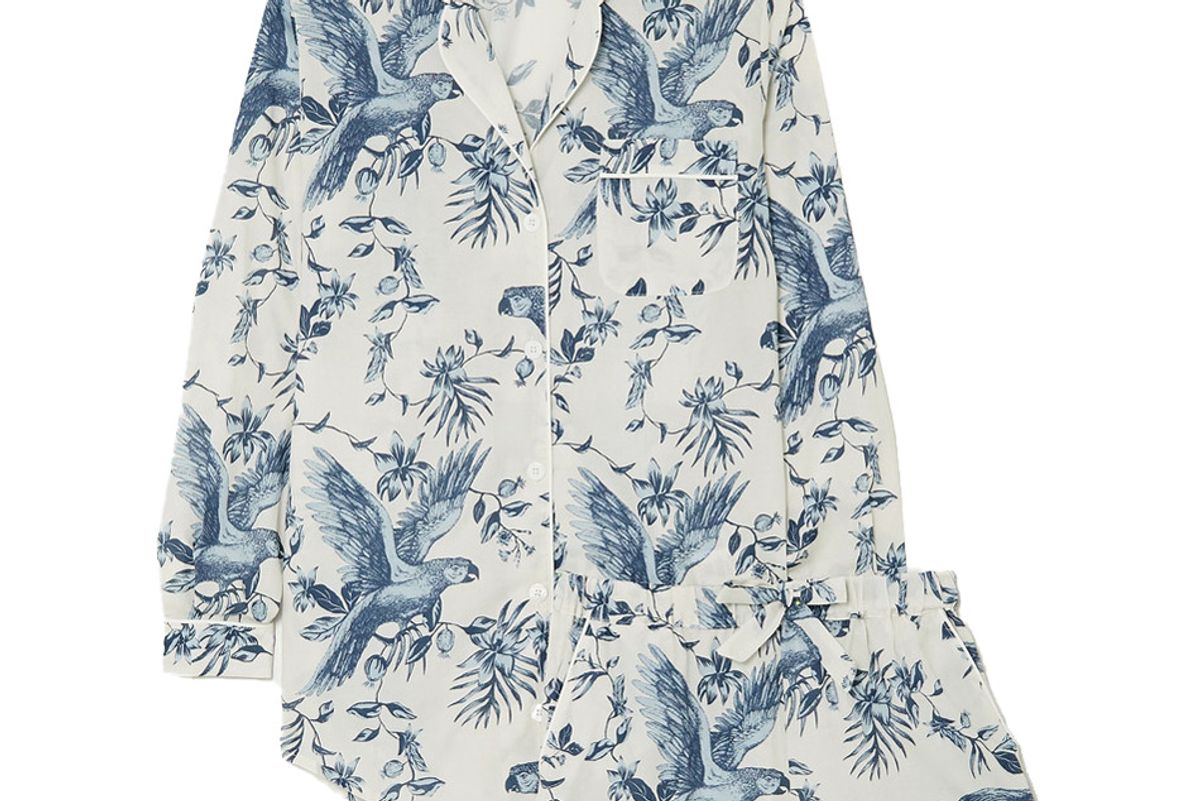 desmond and dempsey signature printed organic cotton voile pajama set