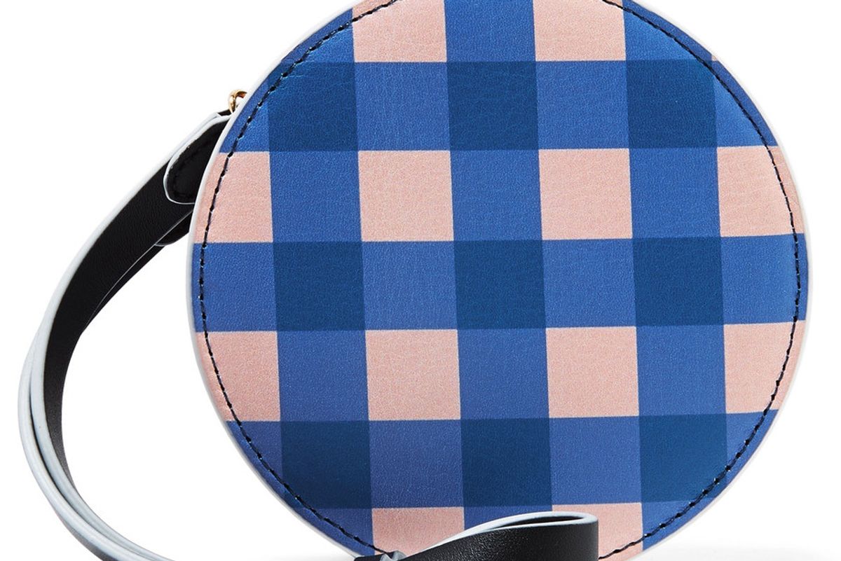 Circle Gingham Leather Pouch
