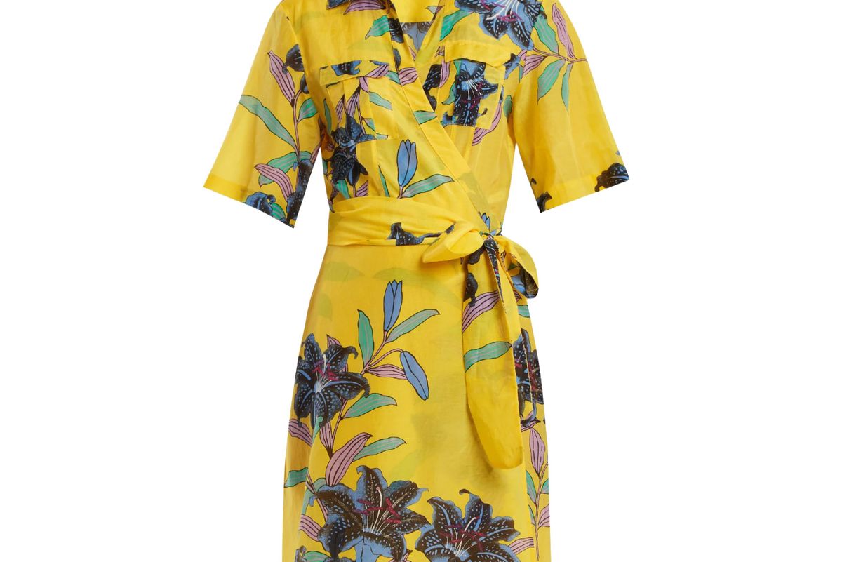 diane von furstenberg floral print cotton and silk blend wrap dress