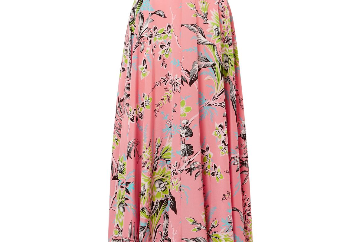 diane von furstenberg floral print silk crepe de chine maxi skirt