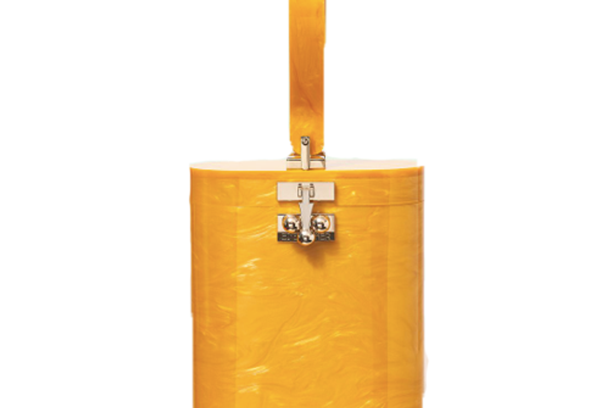 die parker oval bag with top handle in mustard