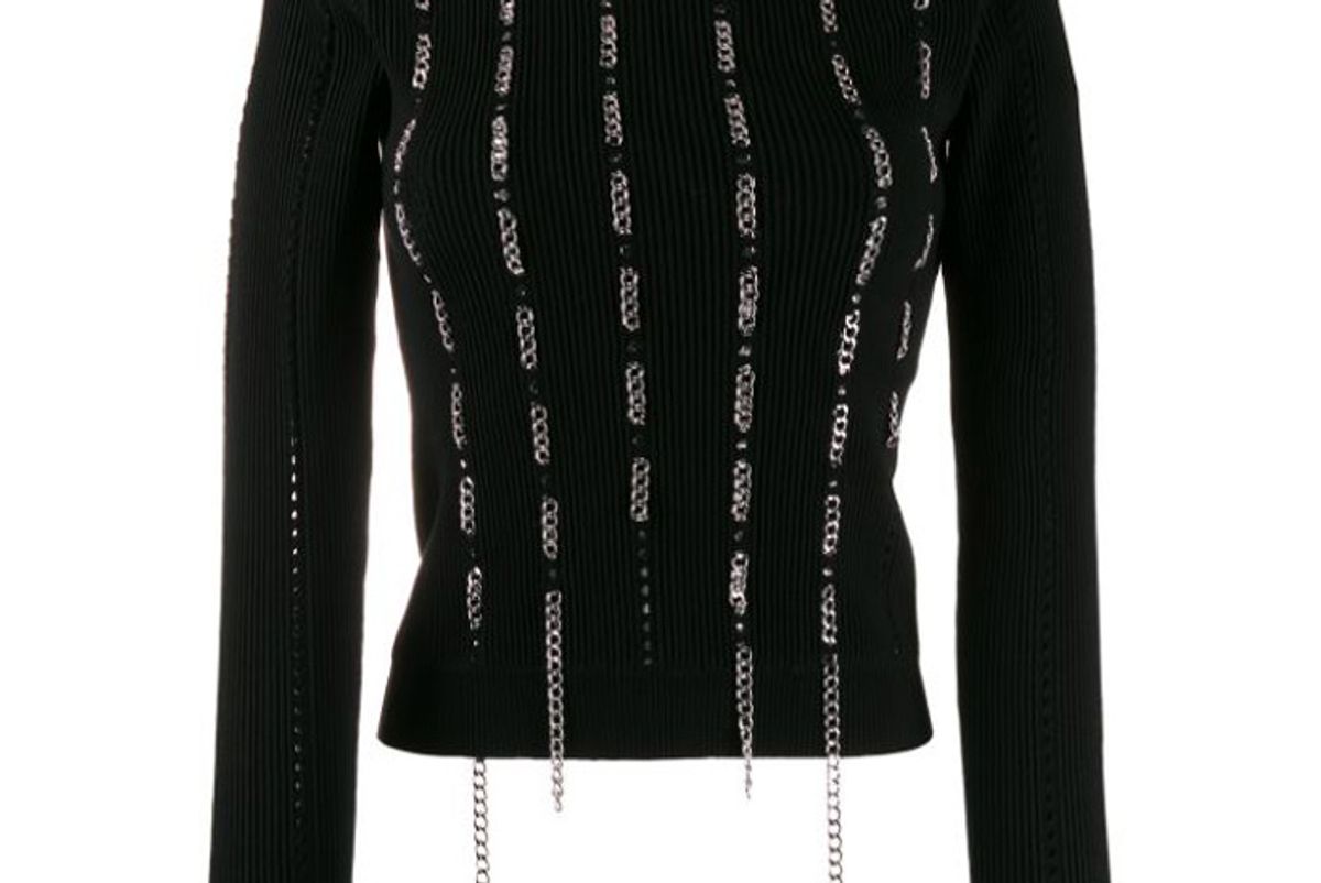 diesel m-lyv openwork pullover with chain details