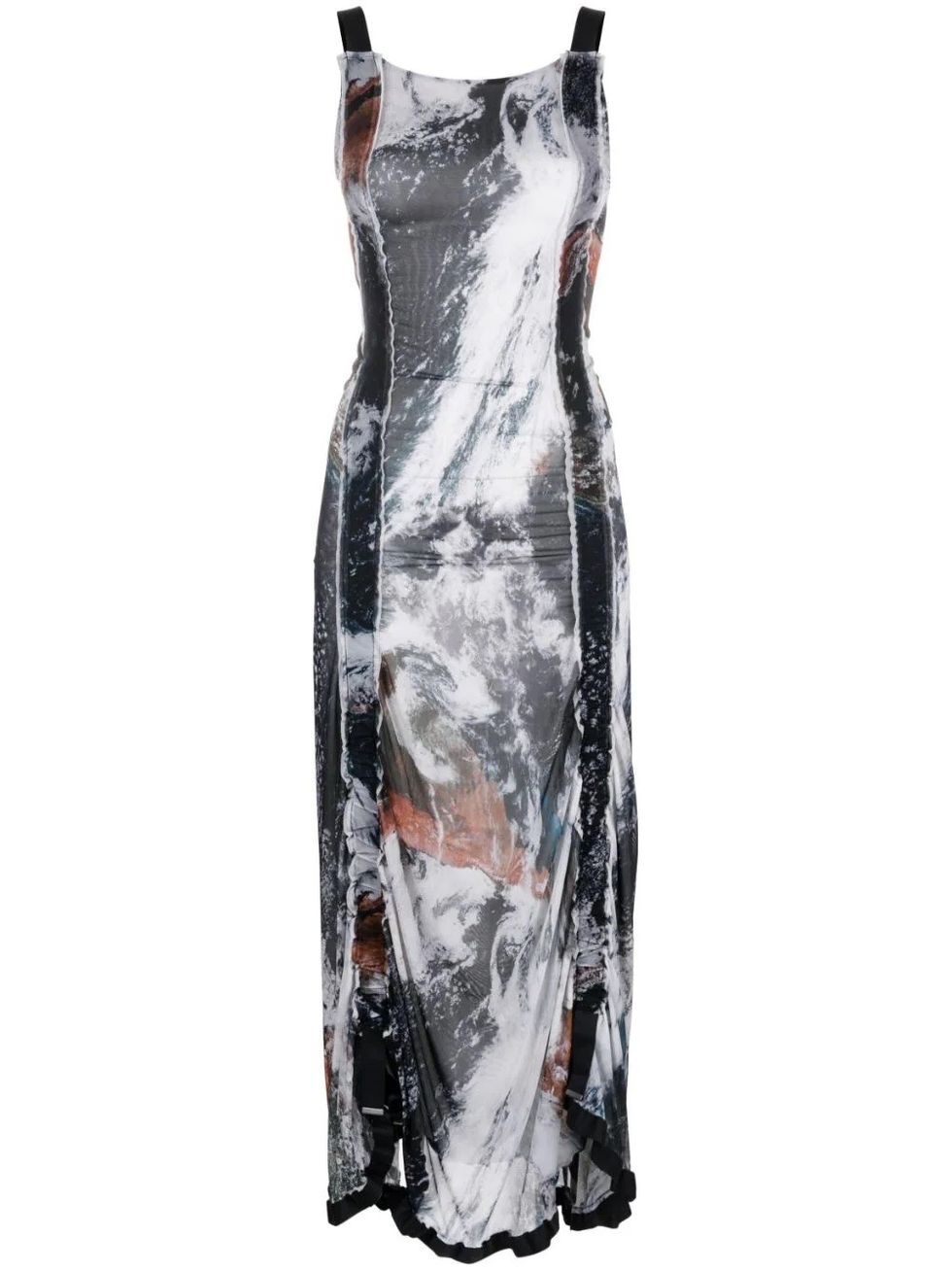 Diesel Planet Print Asymmetric Midi Dress