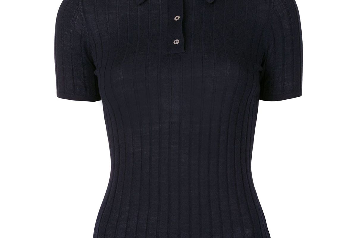 dion lee ribbed merino wool polo top