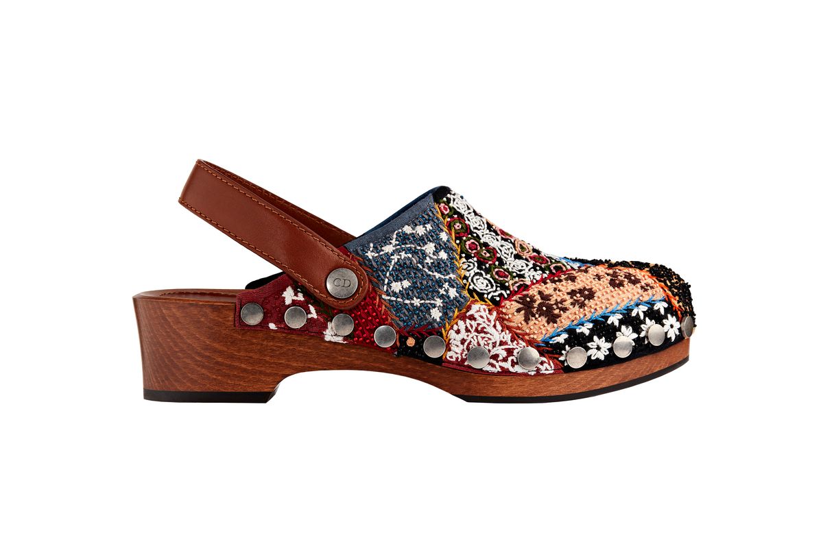 dior clog in embroidered patchwork