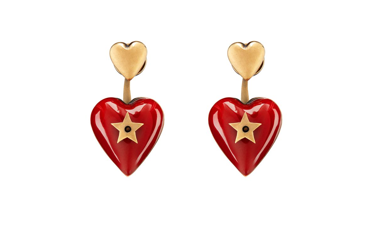dior heart drop earrings