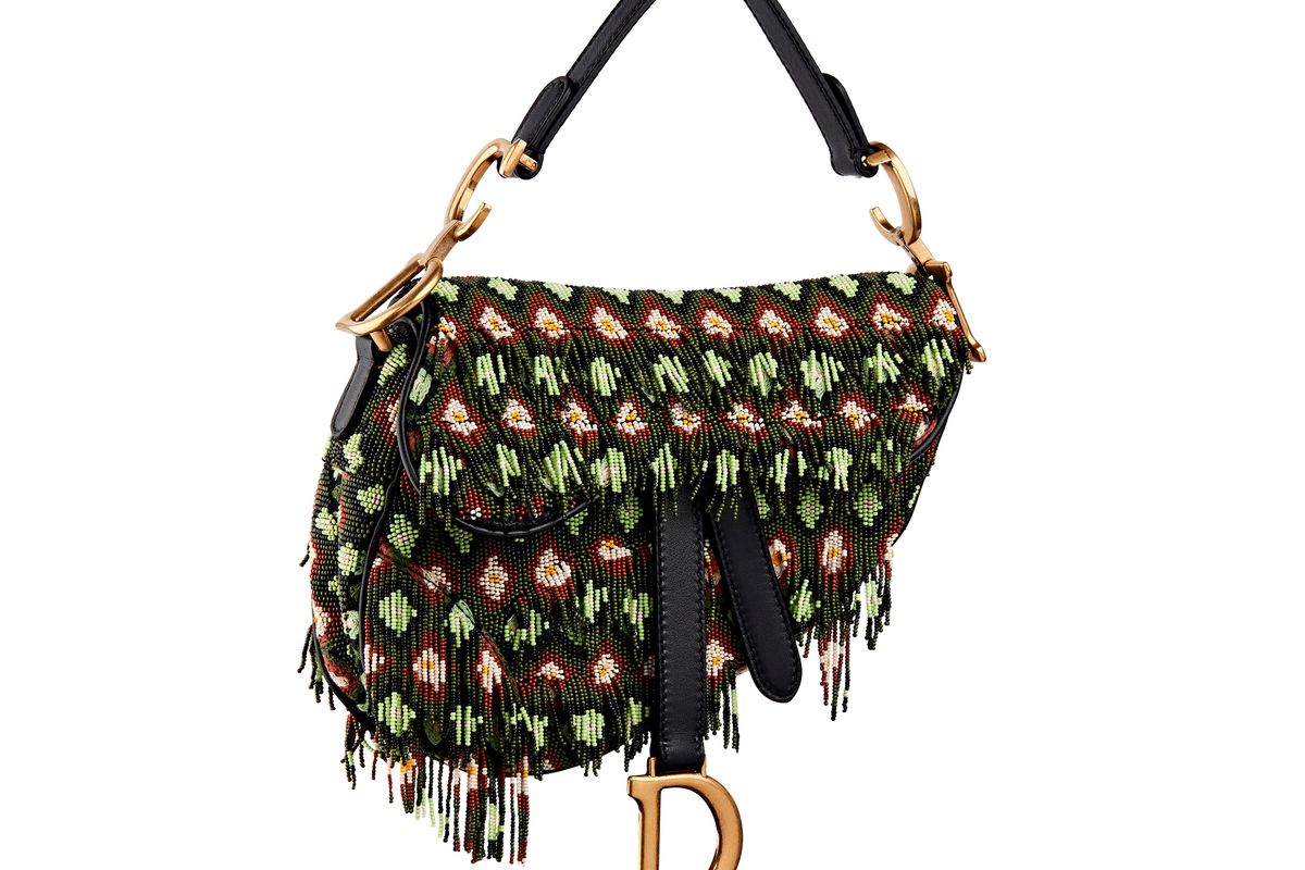 dior saddle bag in embroidered canvas