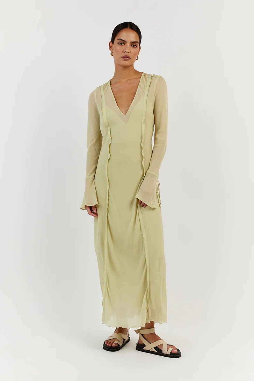 Dissh Bowie Lime Sheer Viscose Dress