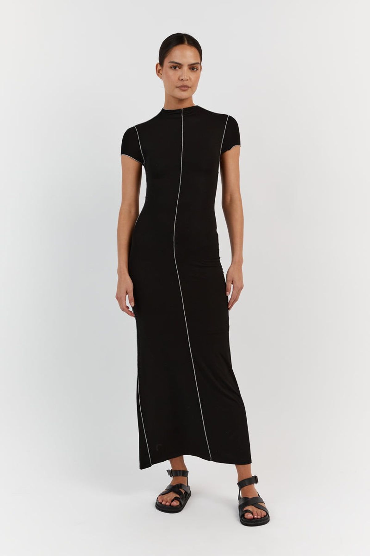Dissh Soho Black Cap Sleeve Midi Dress