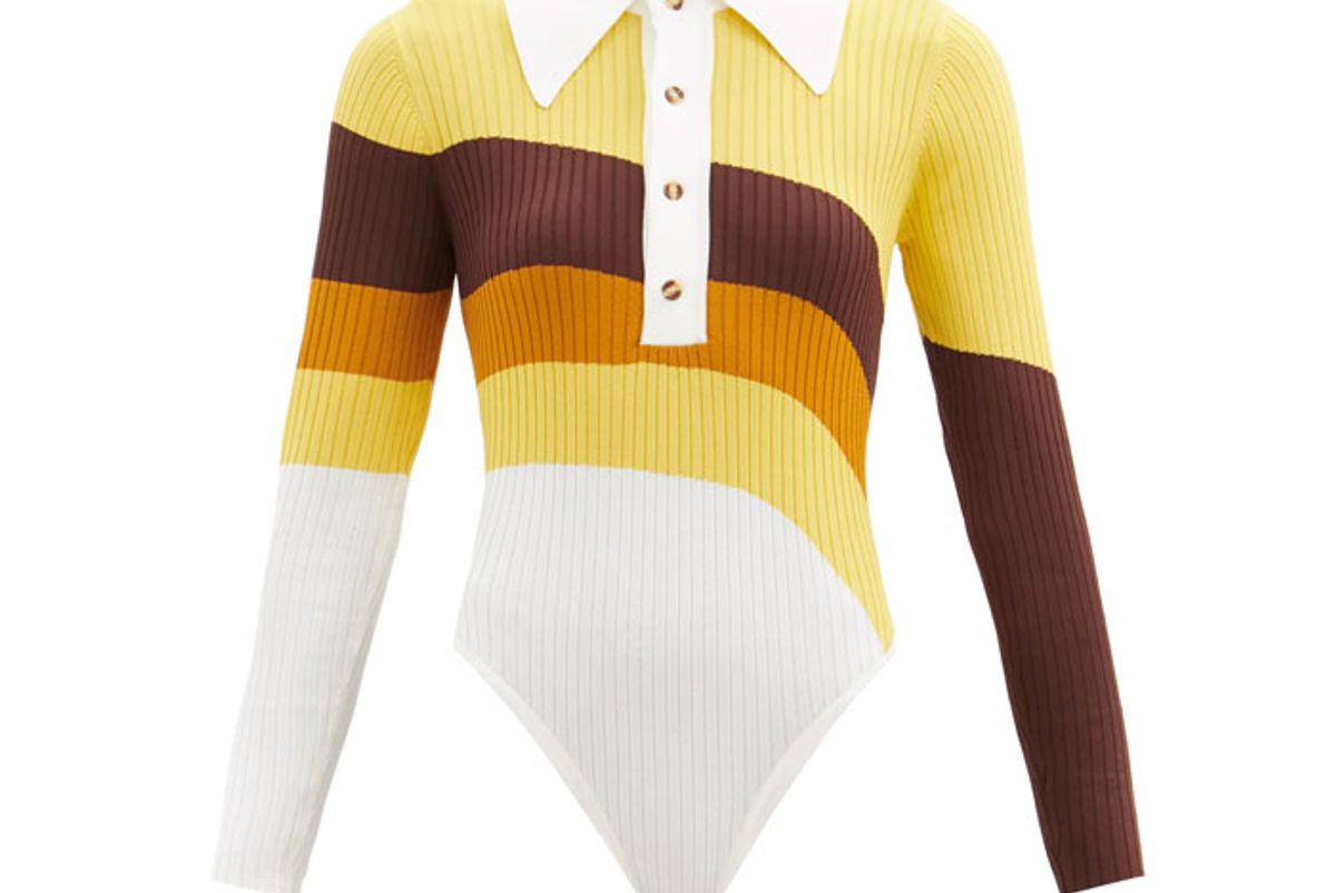 dodo bar or hera striped ribbed knit bodysuit