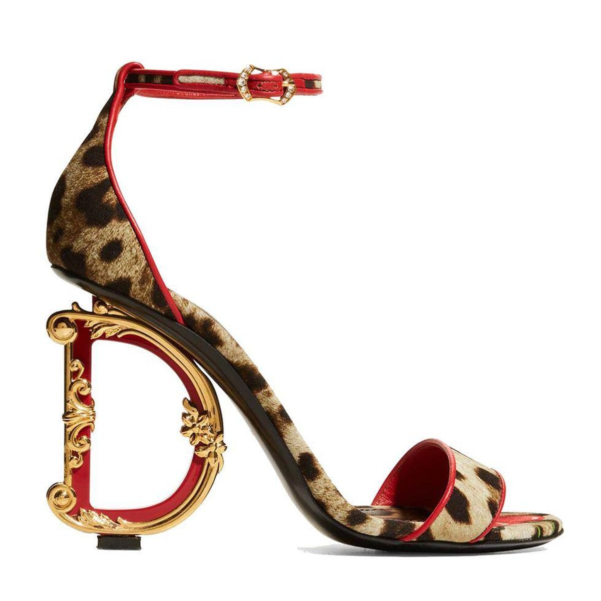 dolce and gabbana dg cherry leopard baroque heel sandals