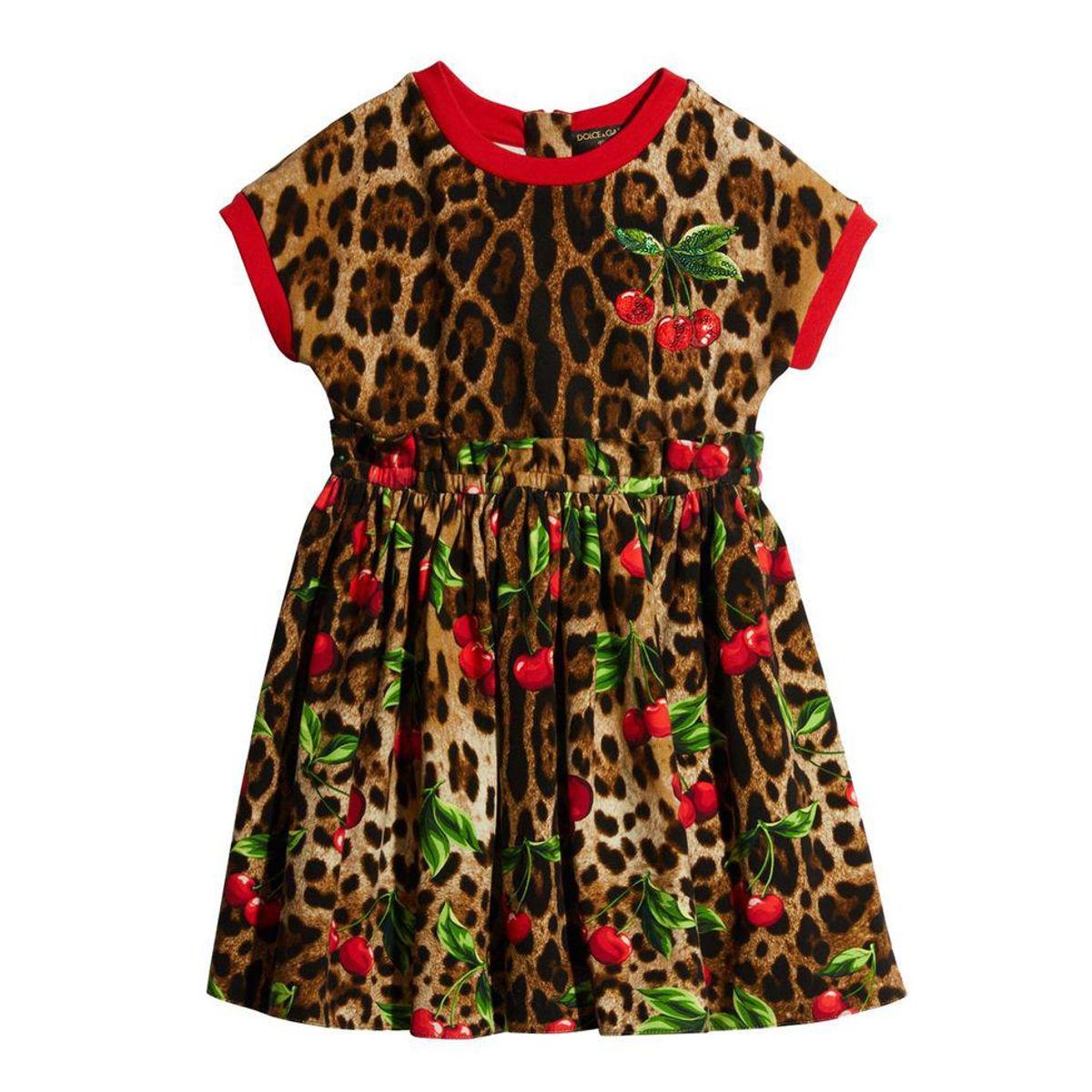 dolce and gabbana girls leopard and cherry print dress