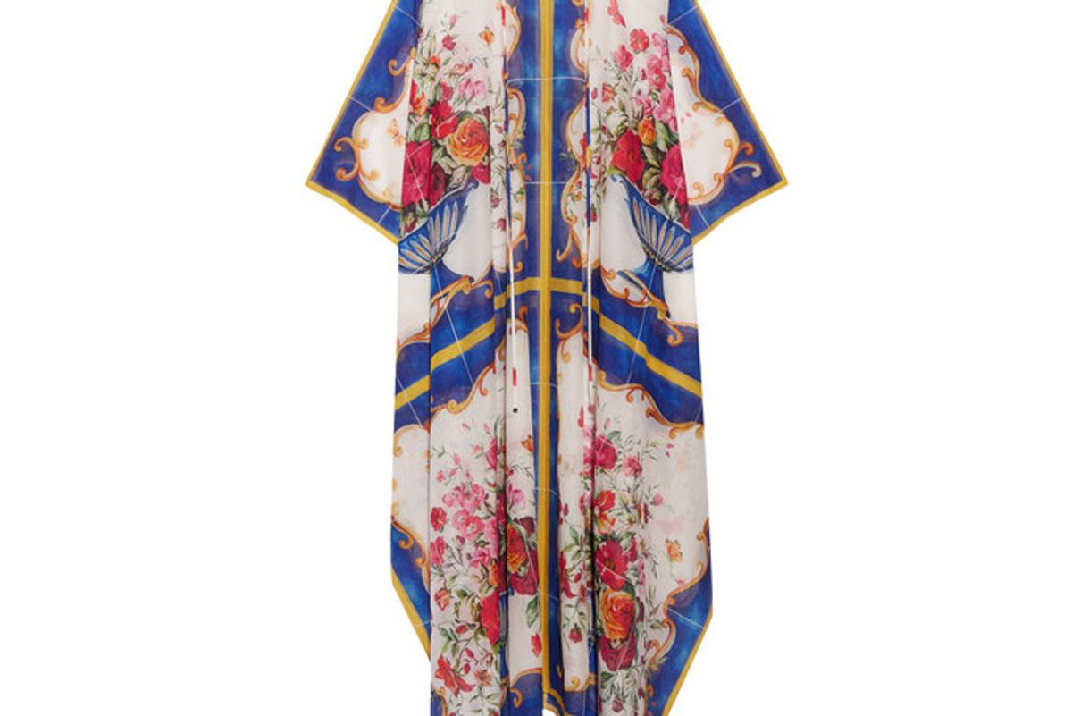 Printed Cotton and Silk-blend Kaftan