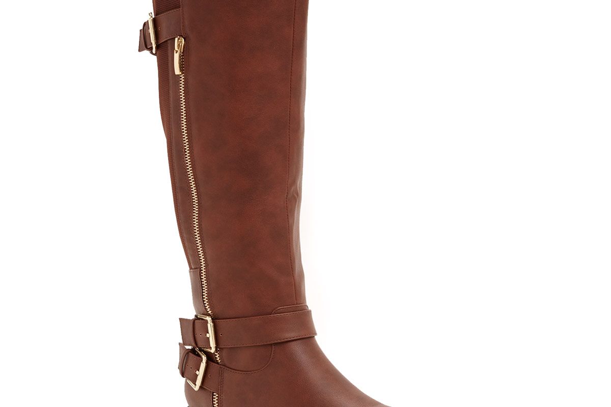 Double Buckle Side Zip Knee-High Boots