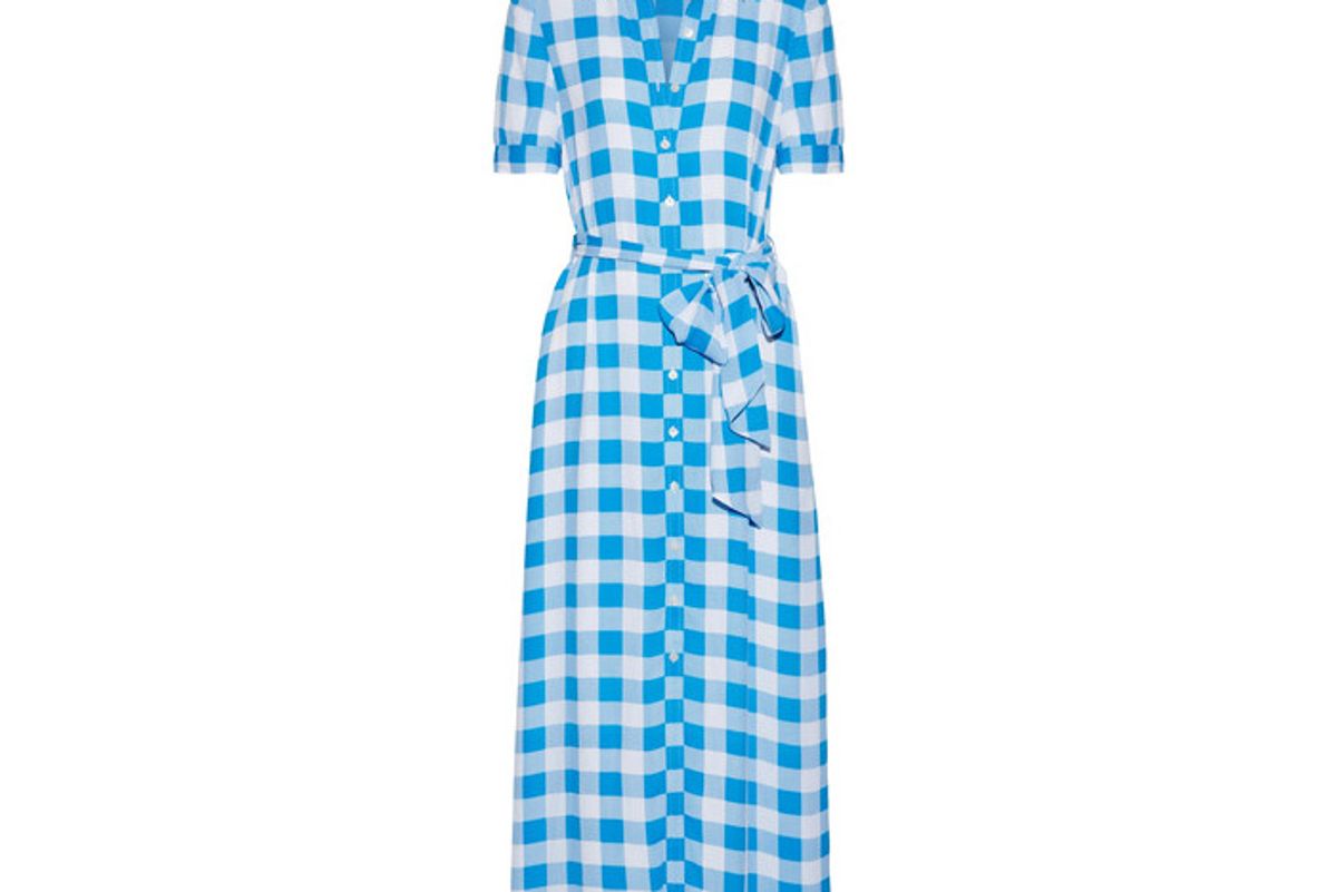 Gingham Crepe de Chine Maxi Dress