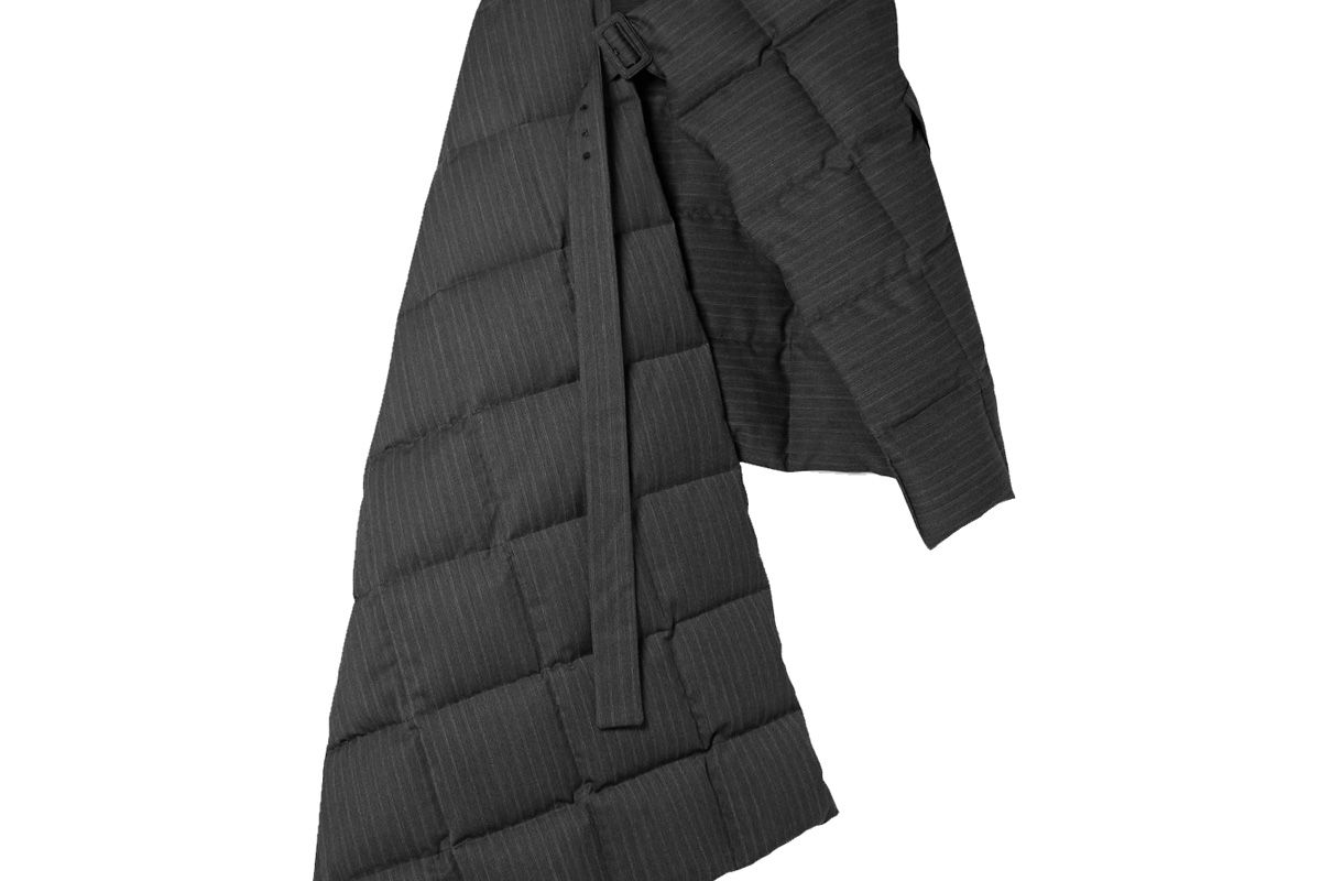 dries van noten gil oversized quilted pinstriped twill down wrap
