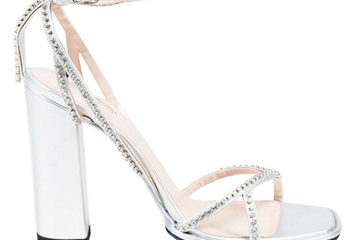 dries van noten metallic silver leather crystal embellished sandals