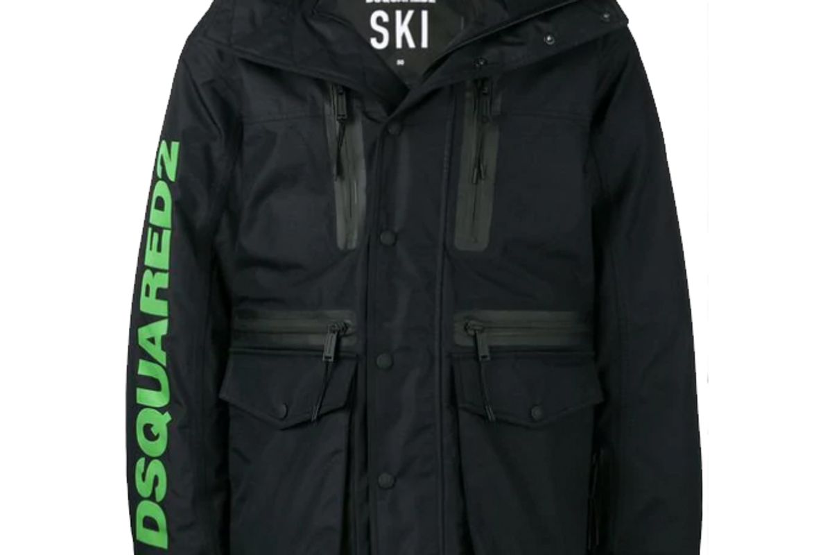 dsquared logo print parka