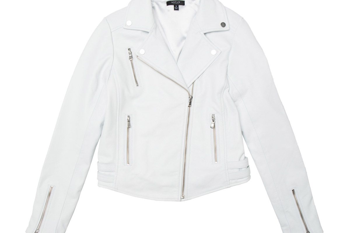 dstld white leather moto jacket product