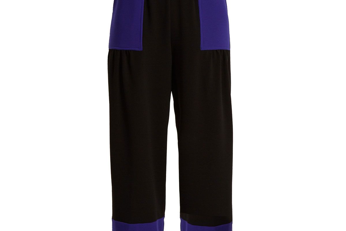 Contrast-panel high-rise crepe trousers