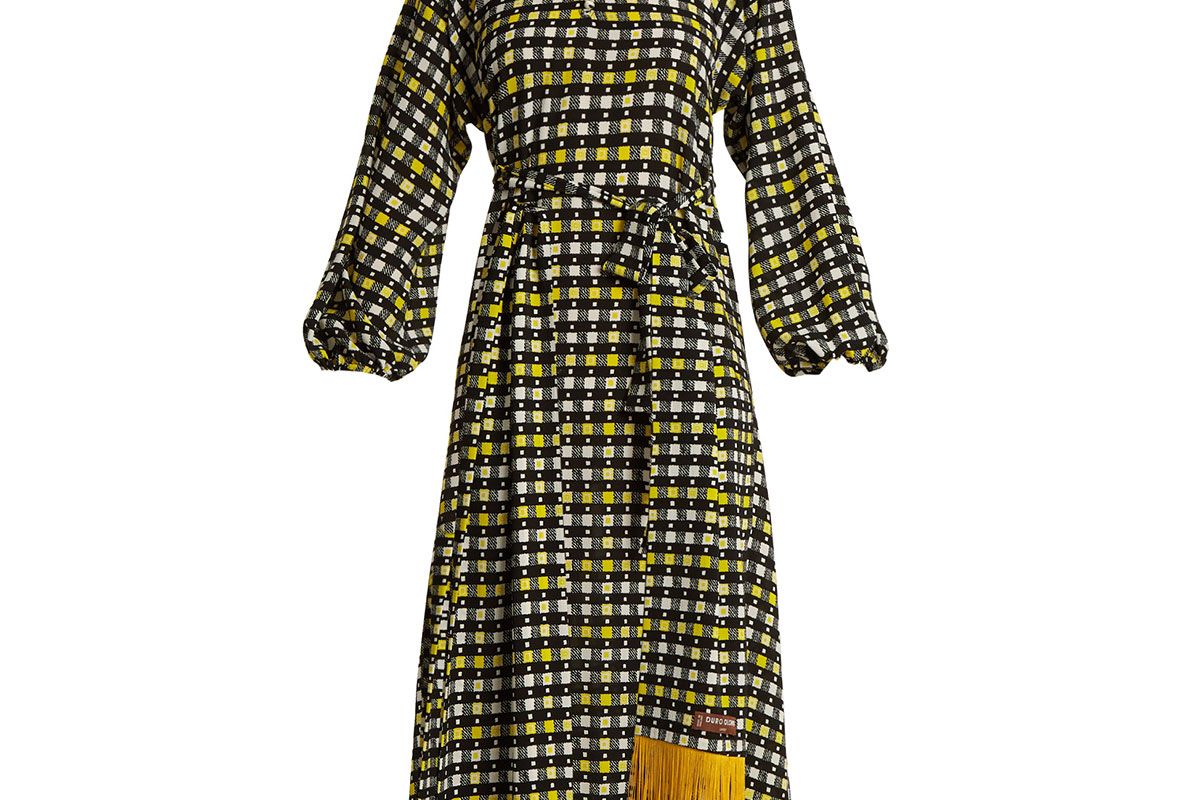 Napoli check-print puff-sleeved dress