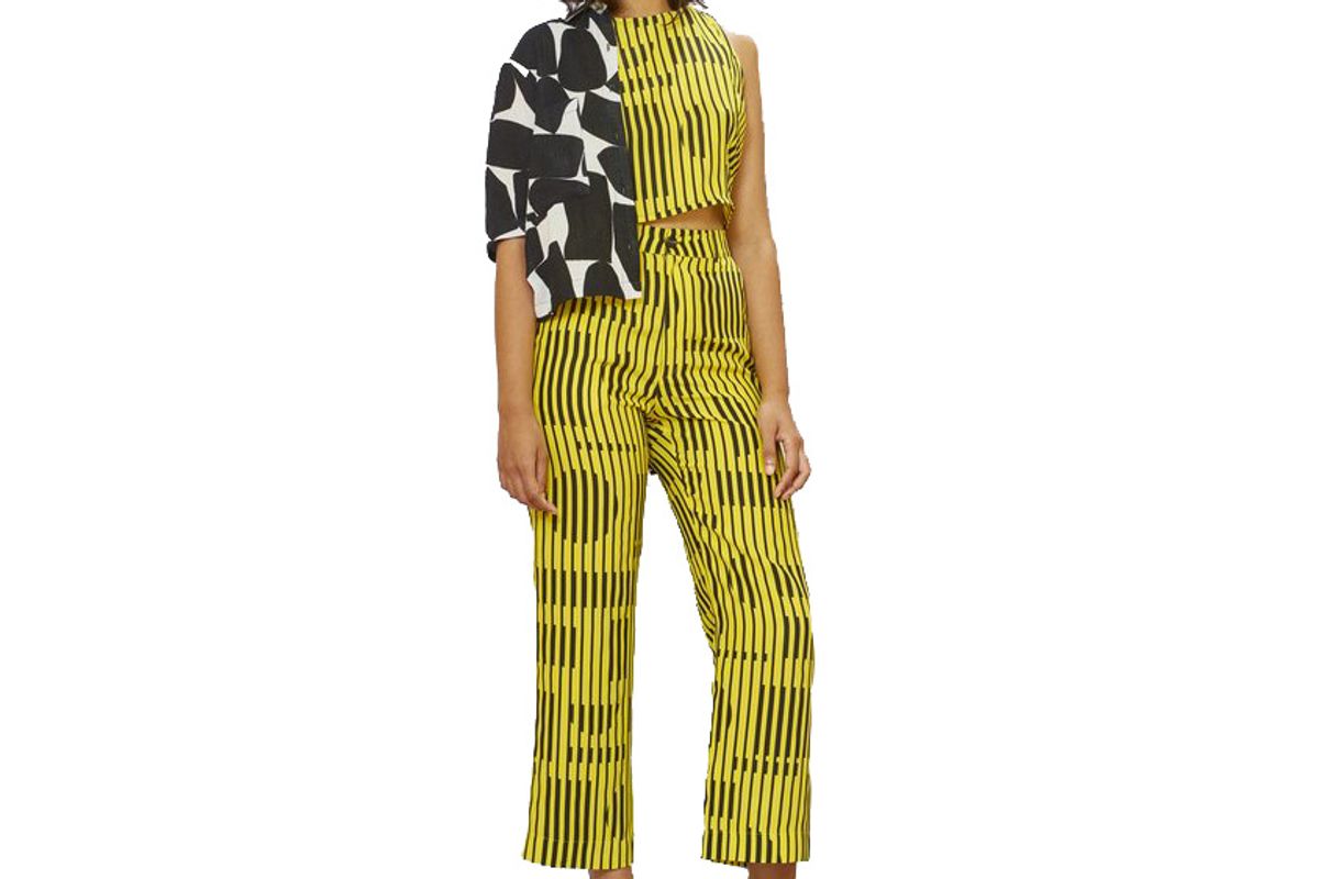 dusen dusen silk lounge pants in yellow blinds