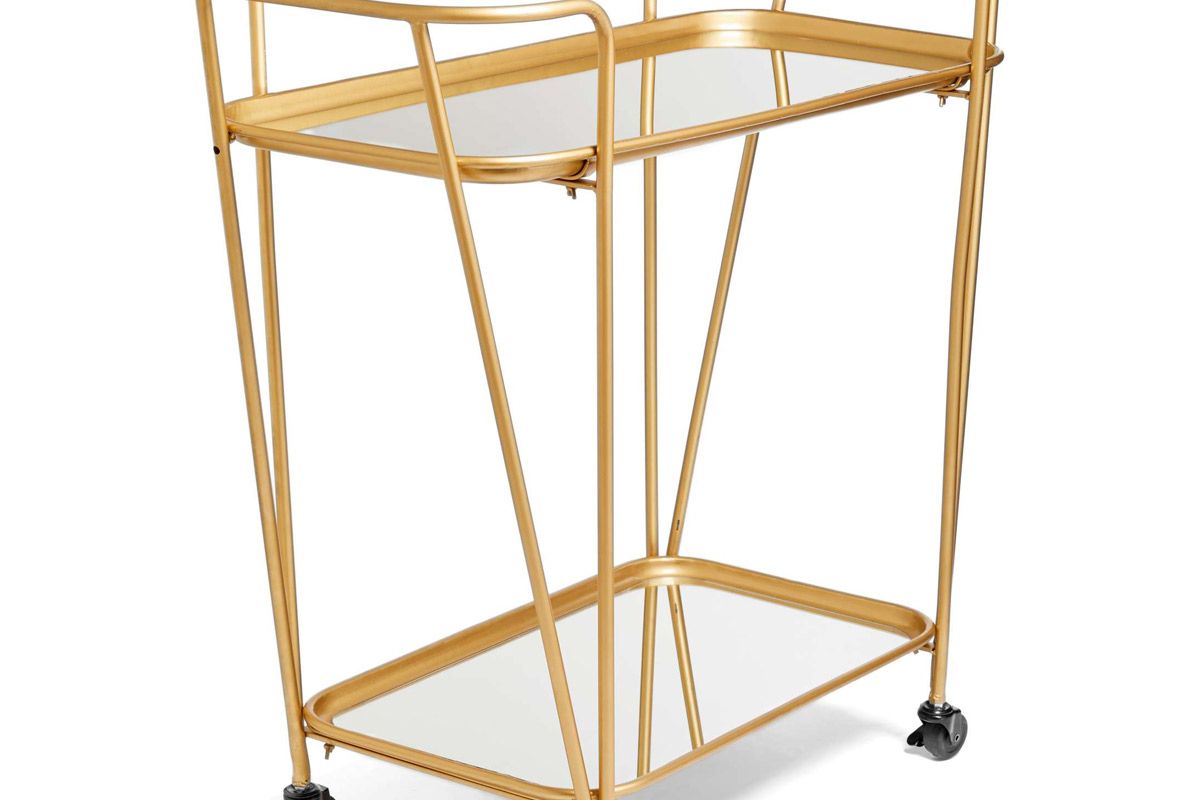 e2 concepts metal mirrored rolling bar cart