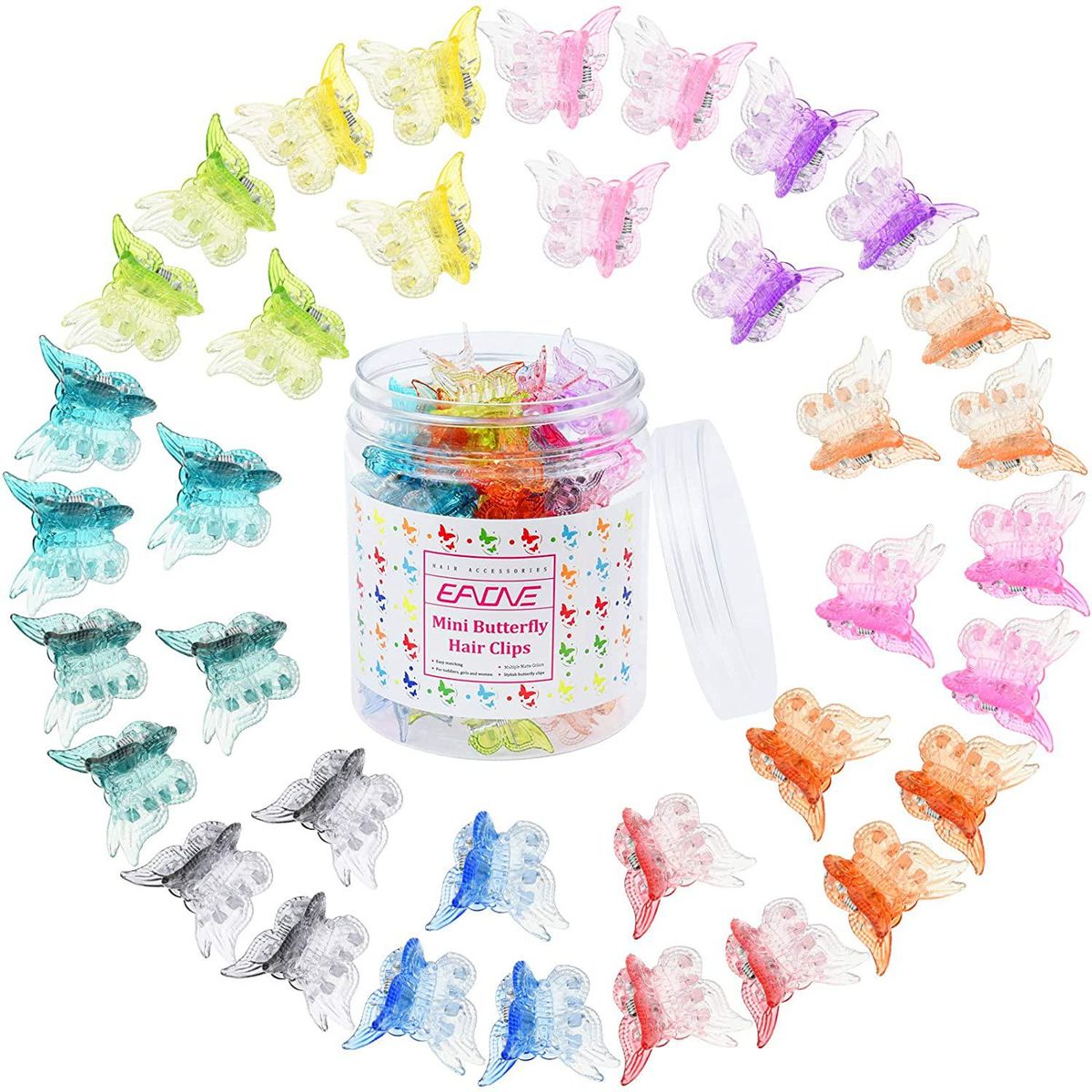 eaone 50 pieces mini hair clips jelly color butterfly hair clips