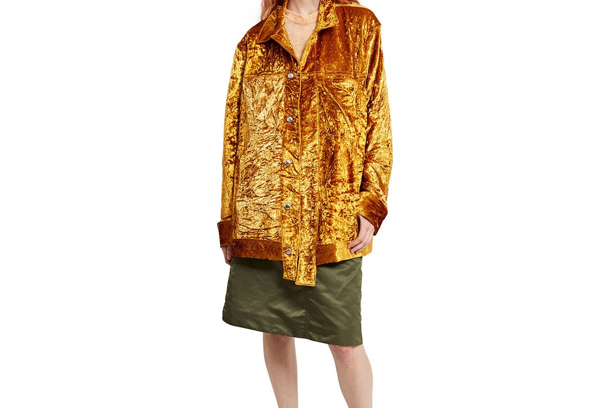 Gold Crushed Velvet Denim Jacket