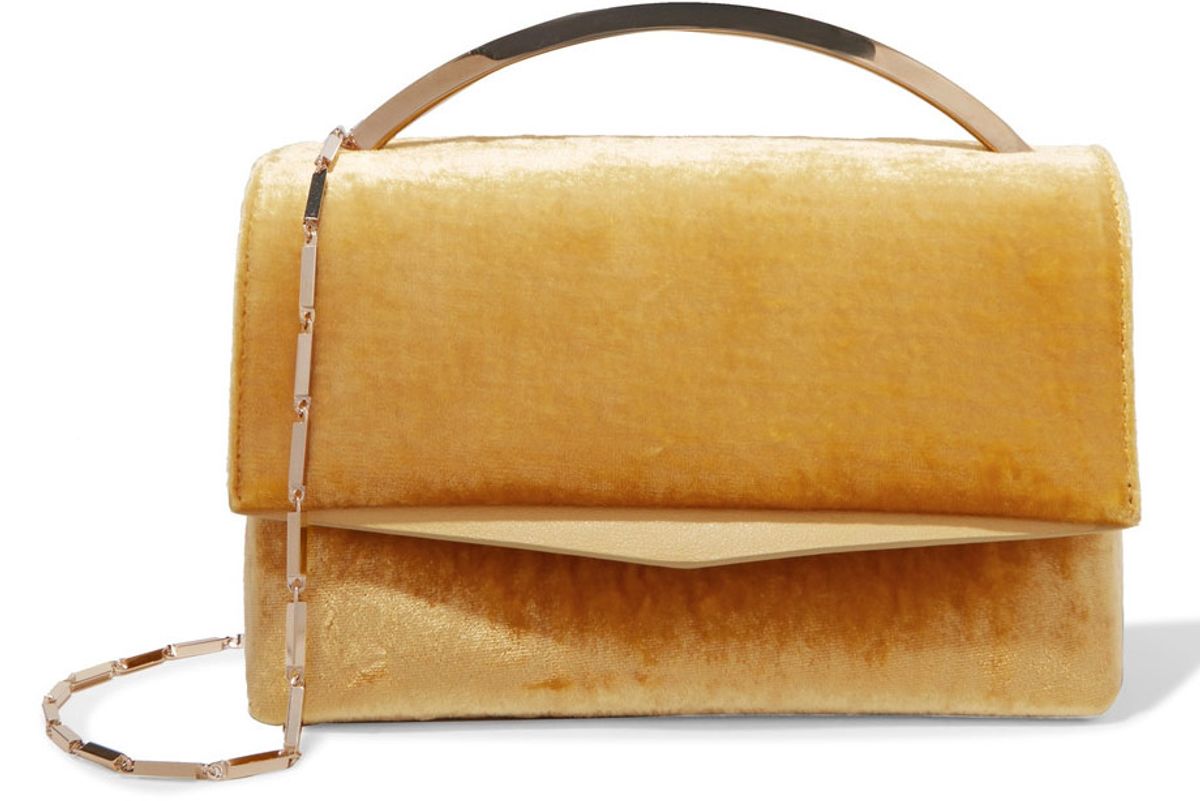 Boyd Vanity Leather-Trimmed Velvet Shoulder Bag