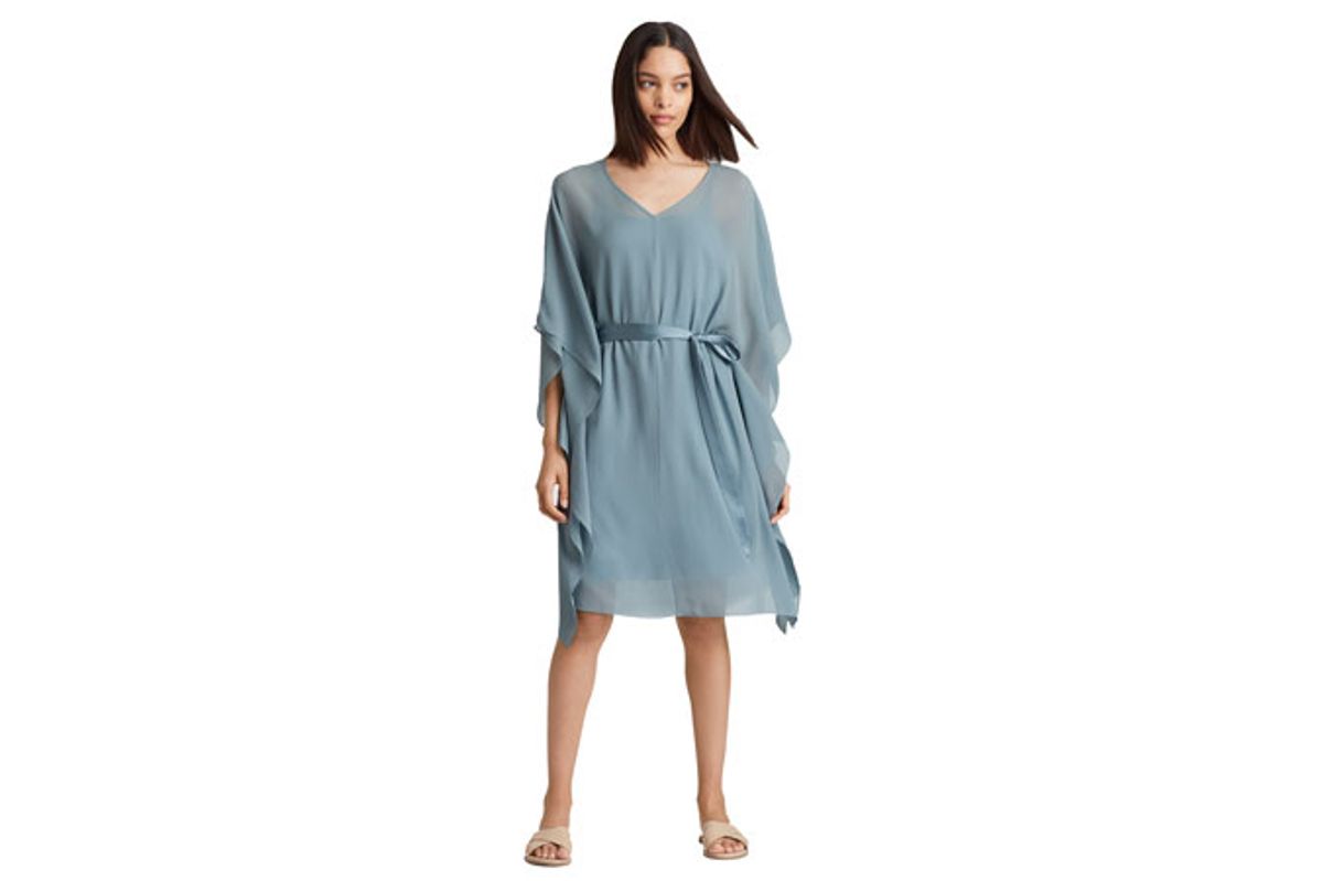 eileen fisher sheer silk georgette caftan with slip