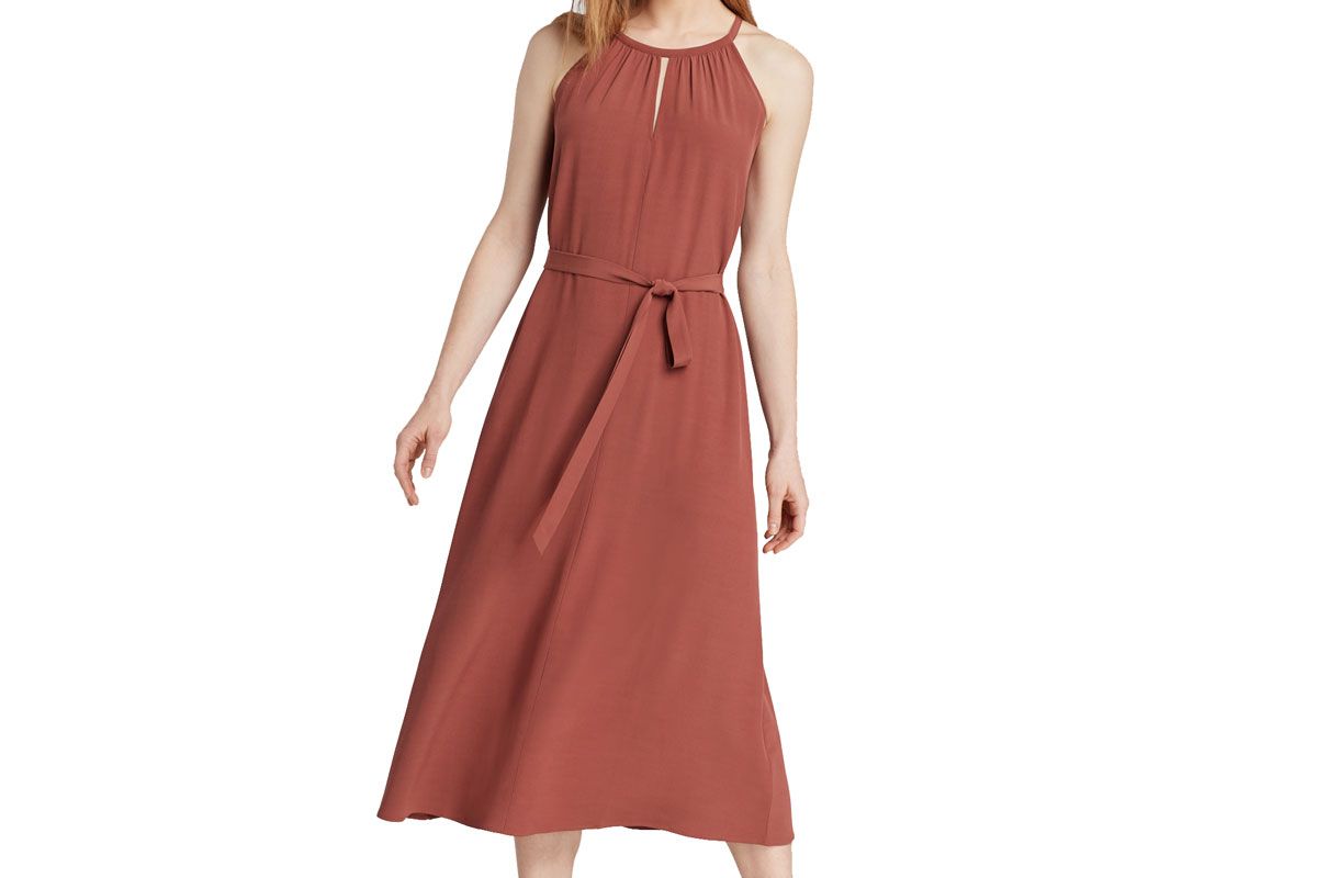 eileen fisher tencel viscose crepe halter dress