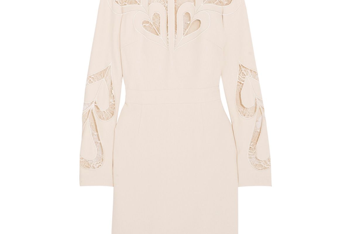 elie saab lace paneled crepe dress