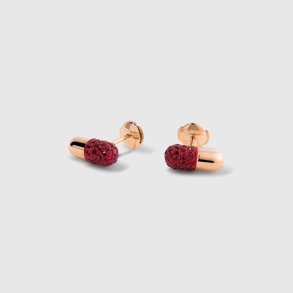 Elior Ruby Pill Stud Earrings