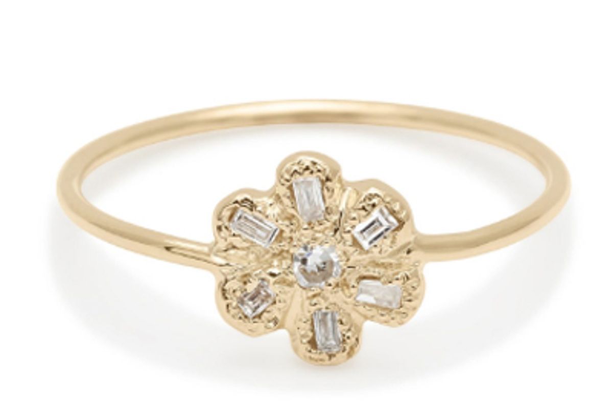 elisa solomon diamond baguette petal daisy ring