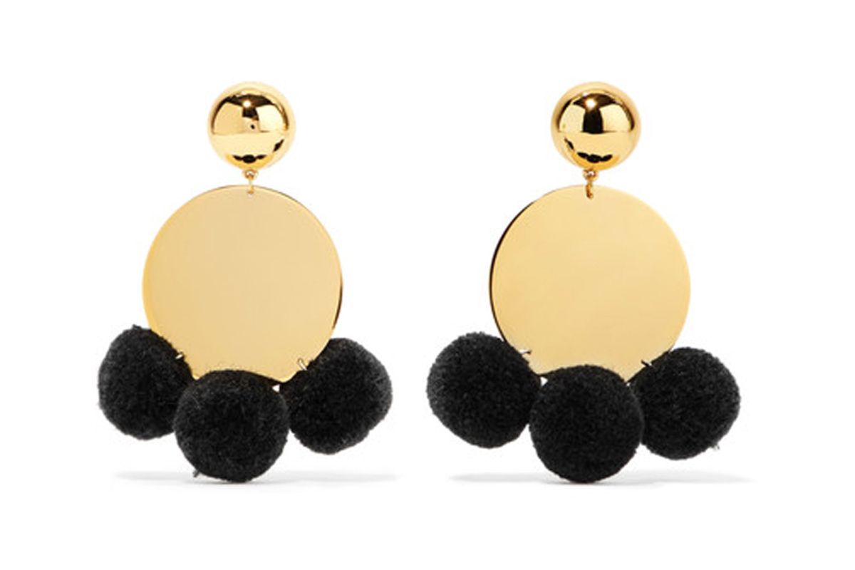 Stevie Pompom-Embellished Gold-Plated Earrings