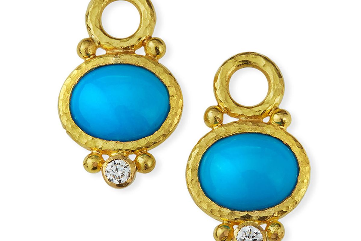 elizabeth locke 19k turquoise and diamond earring pendants