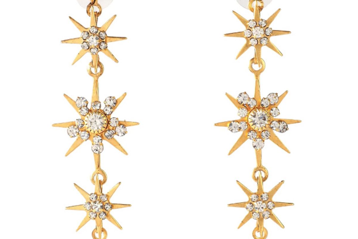 elizabeth warren 24 karat gold plated swarovski crystal earrings