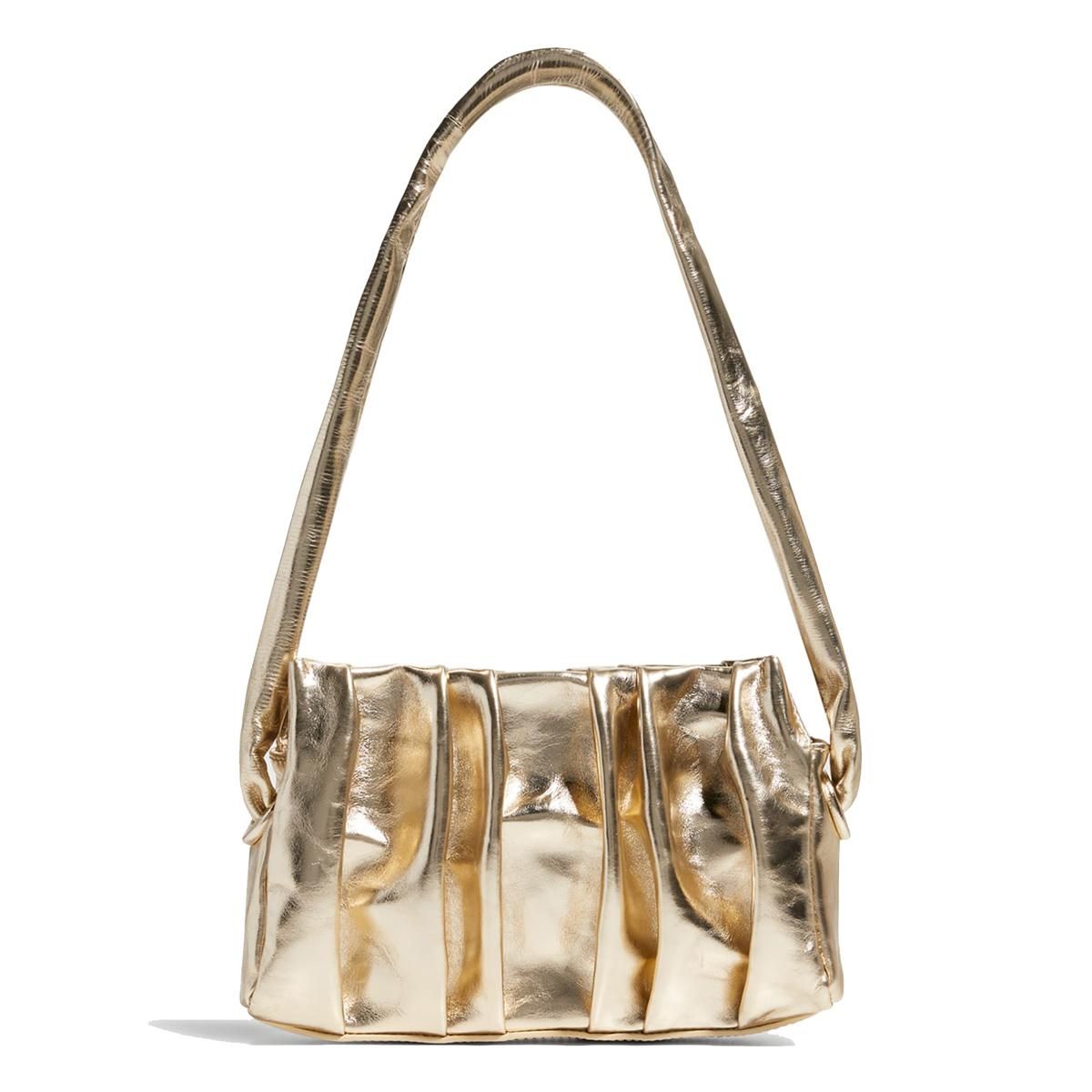 elleme vague pleated metallic shoulder bag