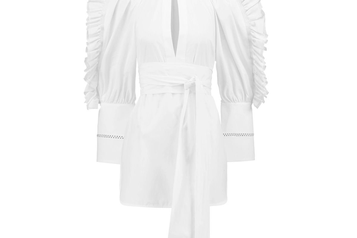 ellery ruffle trimmed cotton poplin shirt