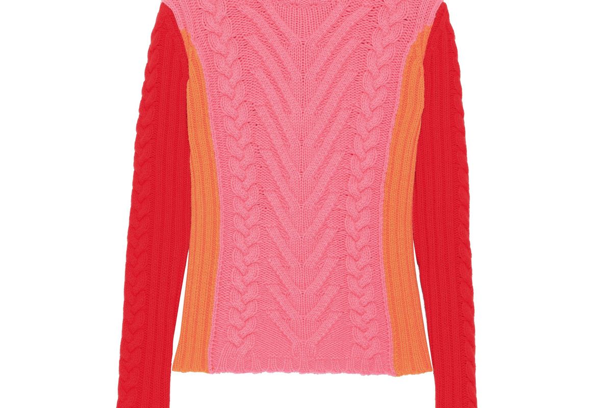 emilio pucci color block cable knit wool sweater