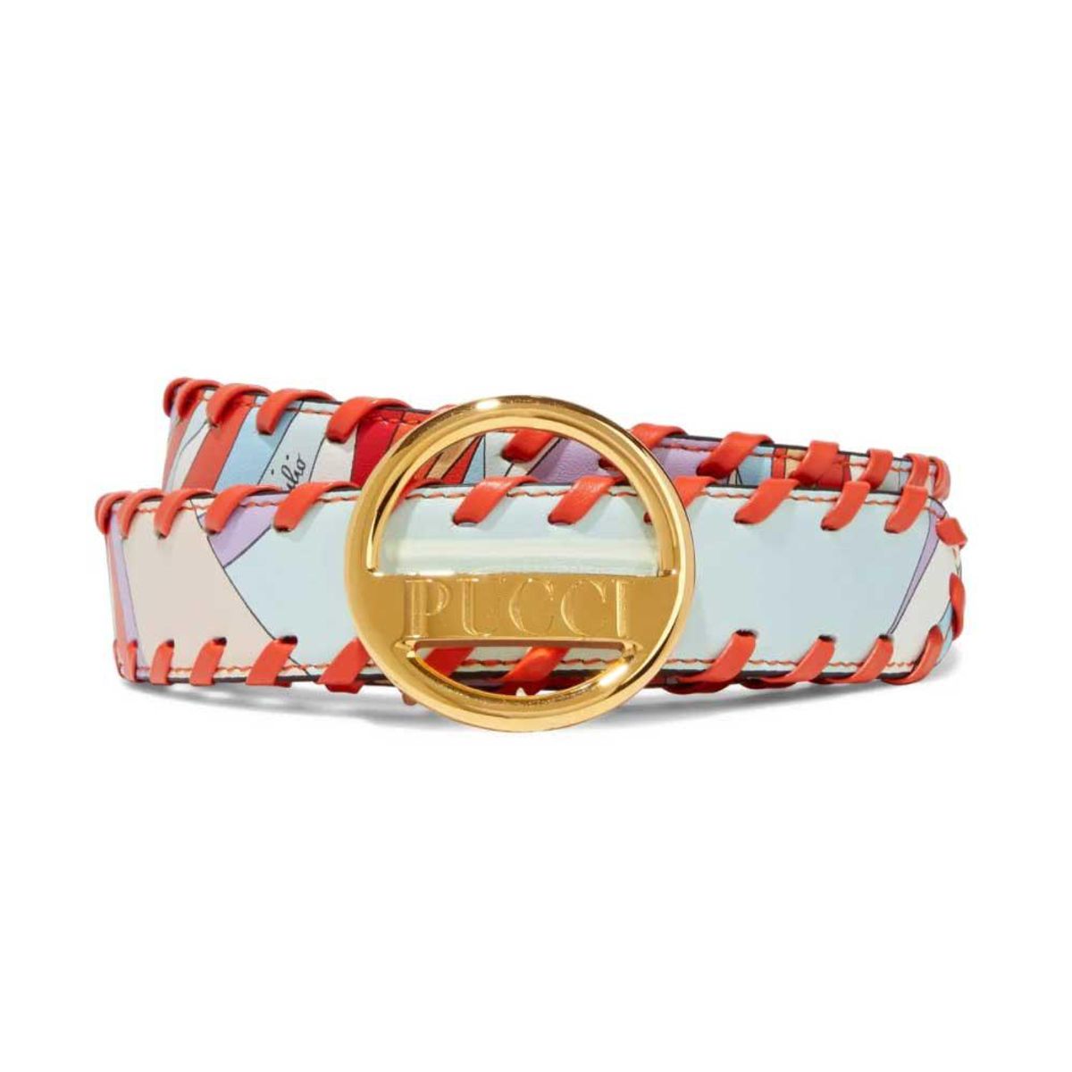 emilio pucci whipstitched printed leather belt