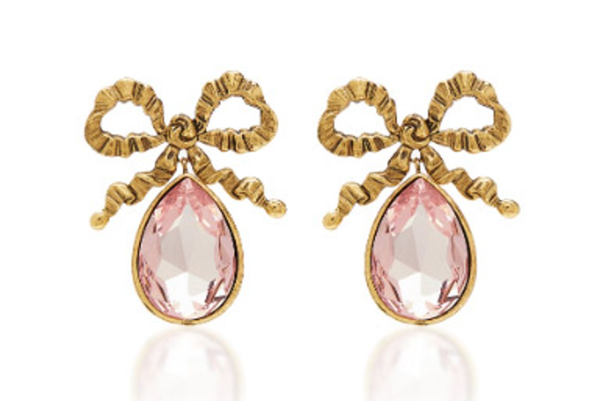 ennifer behr r19 gold bow with gemstone drop earring