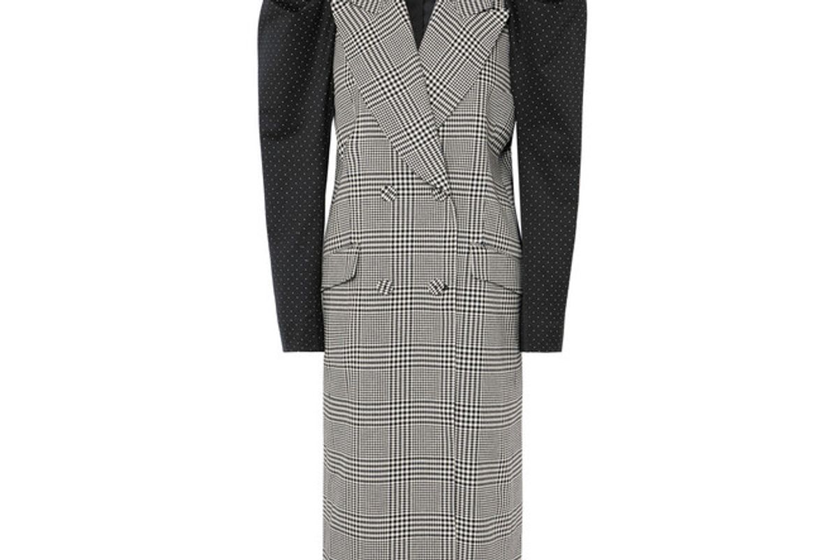 erdem albert double breasted polka dot and prince of wales checked cotton blend coat