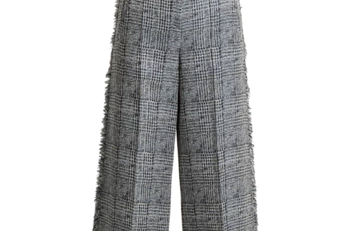 erdem beth checked frayed edged cropped trousers