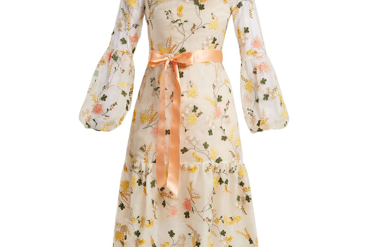 erdem sandra floral print organza gown