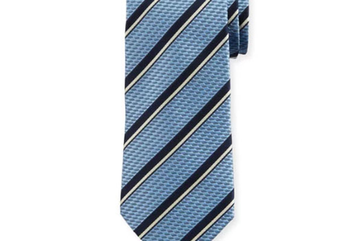 ermenegildo zegna two tone stripe silk tie