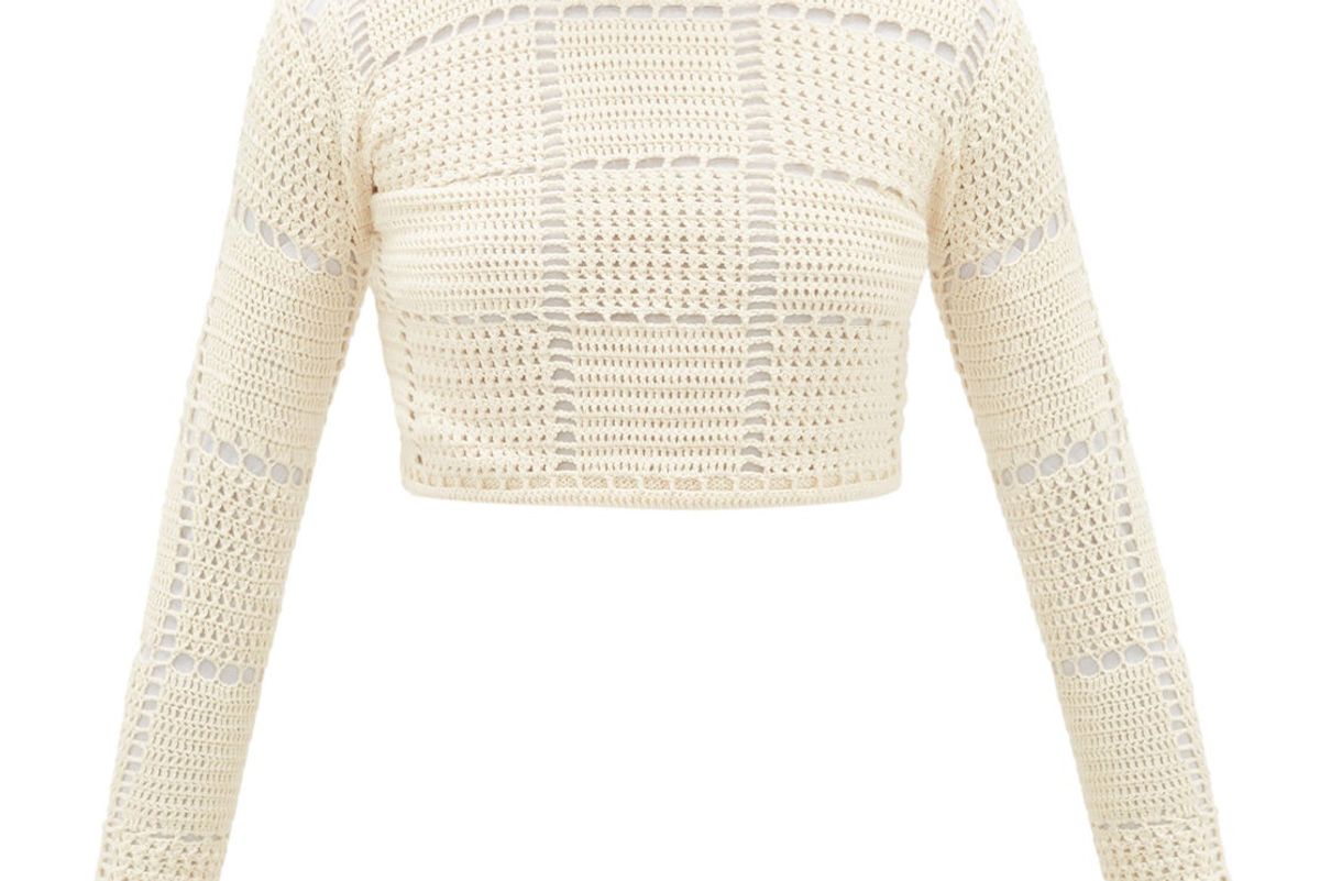 escvdo sacha checked crocheted cotton crop top